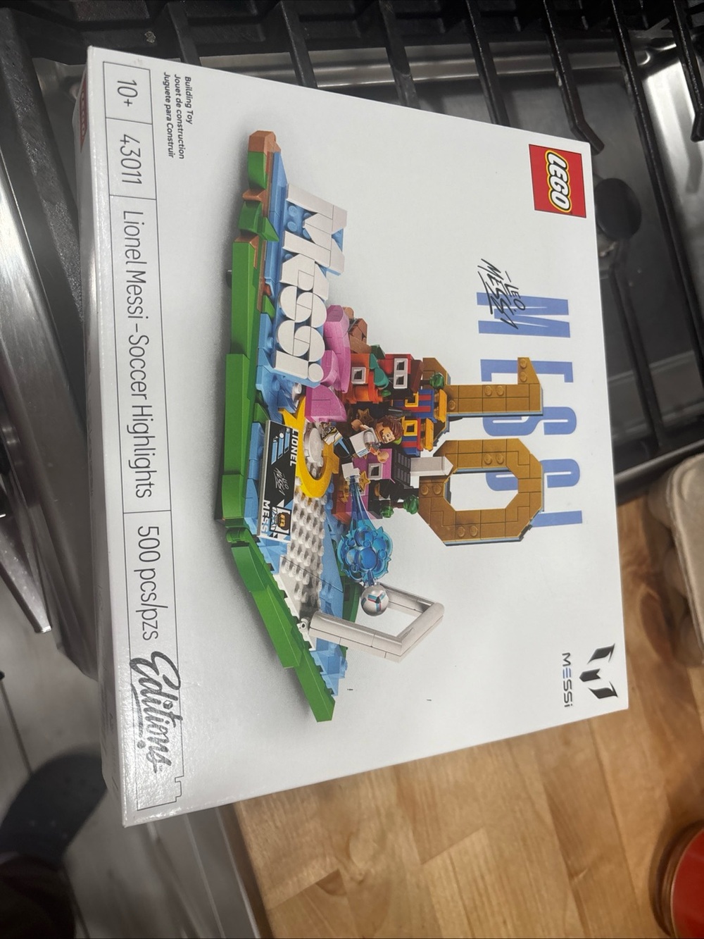 Lego Lionel Messi Highlights Set with Green, Blue, Pink, Gold Accents